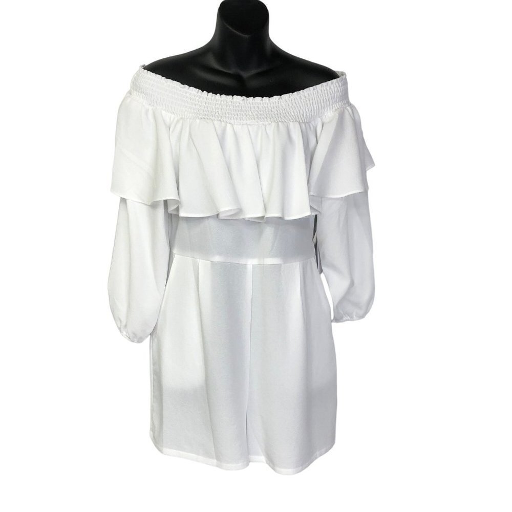 1 STATE OFF-THE-SHOULDER LONG SLEEVE ROMPER SM NWT